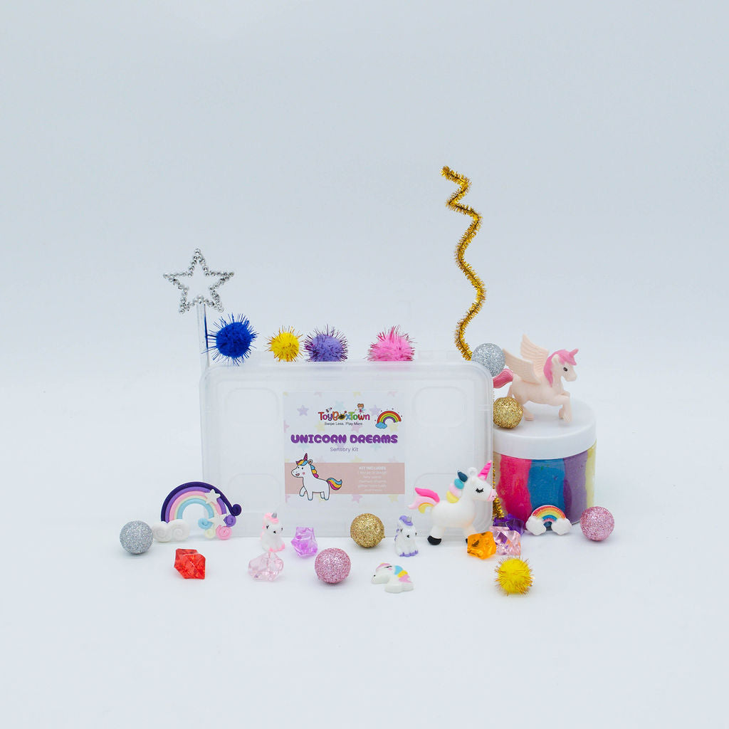 Unicorn Dreams Mini Sensory Kit Sensory Play, Cognitive Development and Fine Motor Skills, Tactile Activities for On The Go, Sensory Toys for Preschoolers and Kids Ages 4, 5, 6, 7, 8
