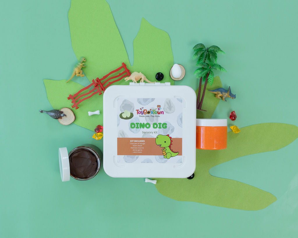 Dino Dig Sensory Kit Dinosaur Sensory Play, Cognitive Development and Fine Motor Skills, Tactile Activities for On The Go, Sensory Toys for Preschoolers and Kids Ages 4, 5, 6, 7, 8