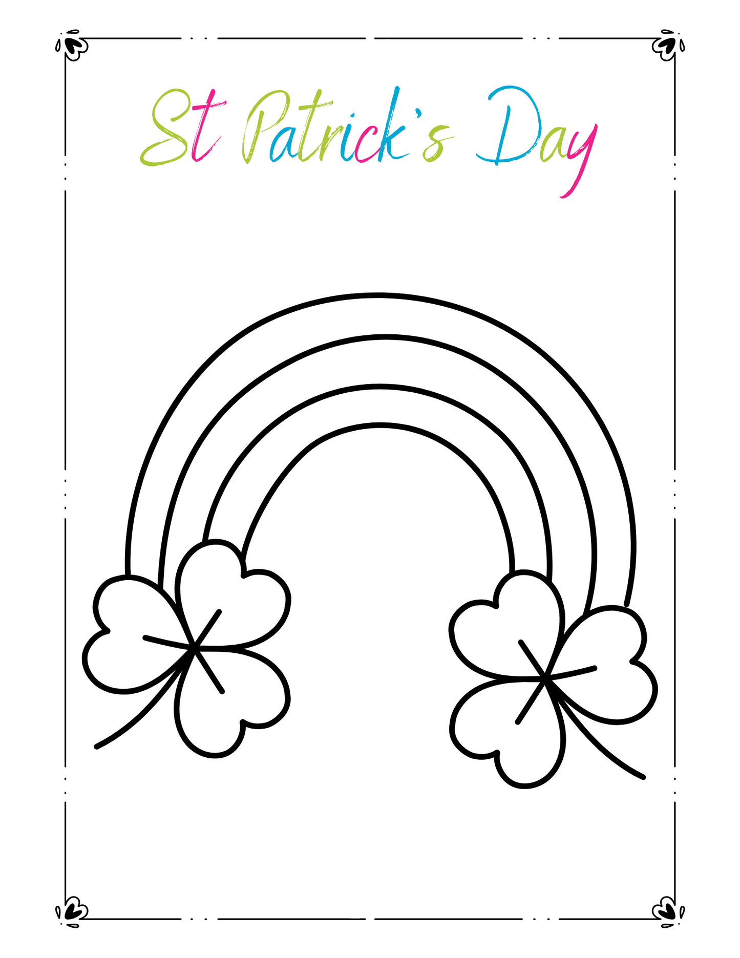 St Patrick's Day Coloring Pages for Kids- Instant Download