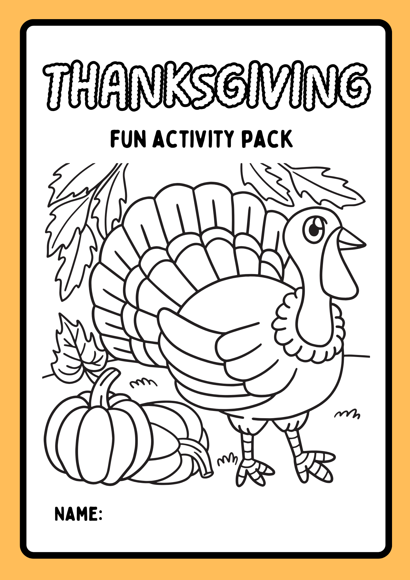 Printable Thanksgiving Bundle for Kids,Fun Activities Sheet and Coloring Pages