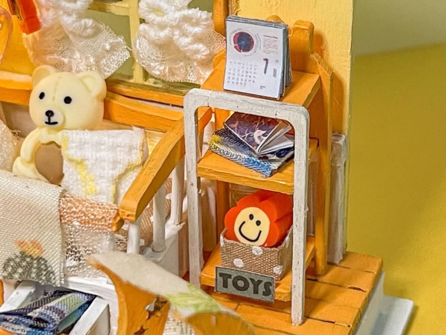 DIY Miniature House Kit | Baby Nursery Replica Mini Dollhouse Kit w/Instructions, Nursery Accessories, & LED Lights | DIY Miniature Kit Assembled Size 3.5"x3.5"x4.25" | Mini House Making Kit