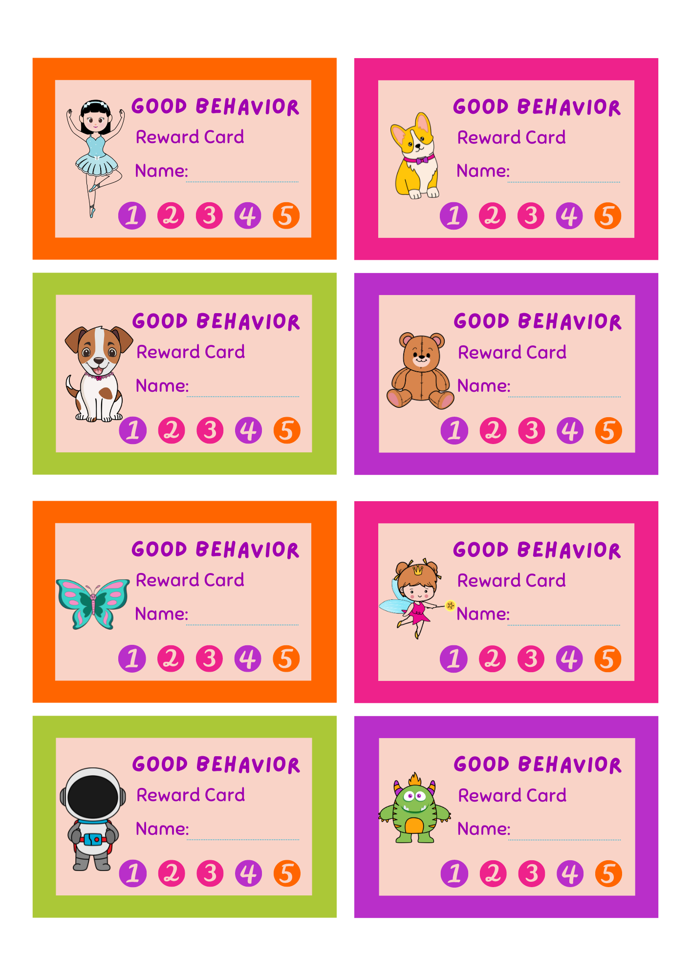 Kids Behavior Reward Voucher Coupons