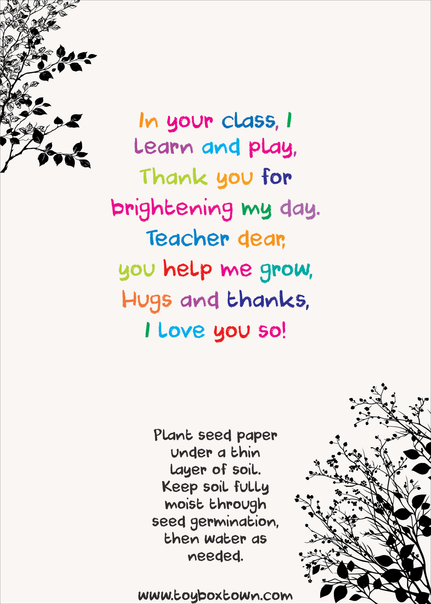 Teacher Appreciation - Downloadable Card