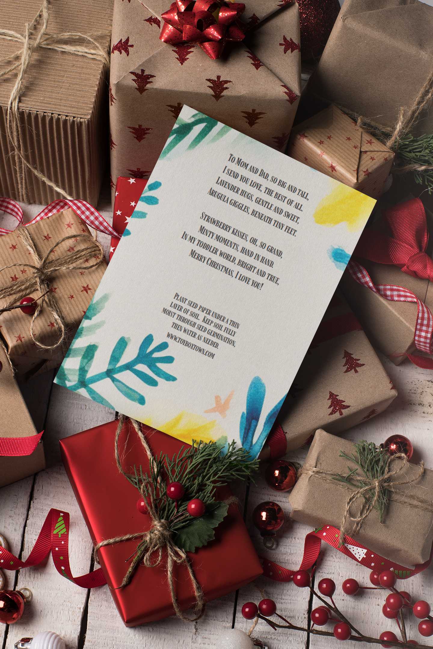 Berry Merry Sweet Christmas Wishes Await- Downloadable Card