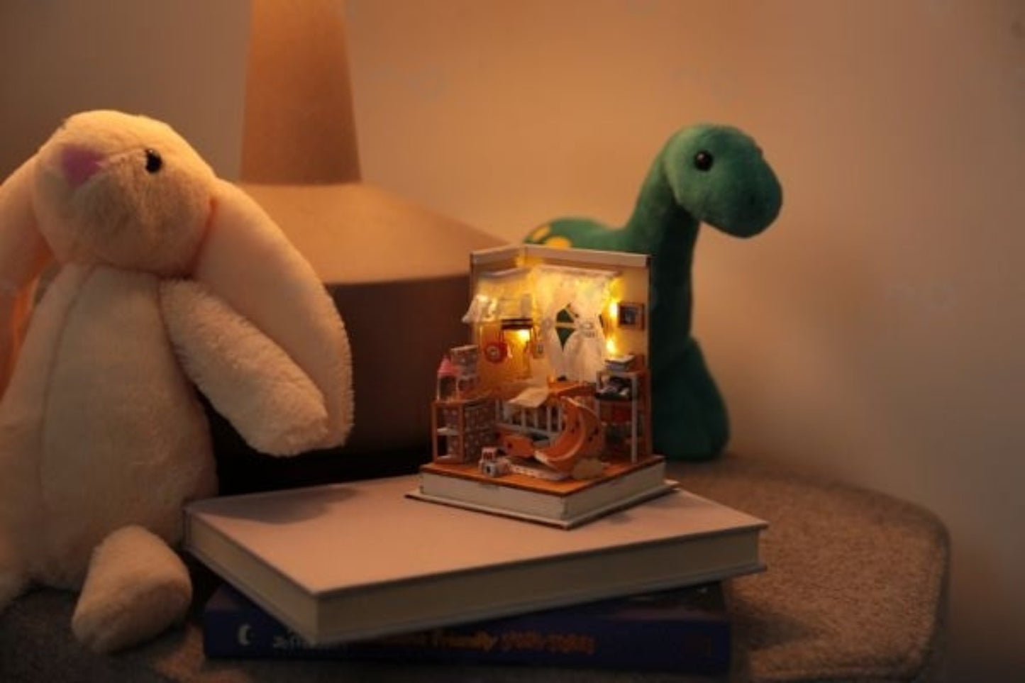 DIY Miniature House Kit | Baby Nursery Replica Mini Dollhouse Kit w/Instructions, Nursery Accessories, & LED Lights | DIY Miniature Kit Assembled Size 3.5"x3.5"x4.25" | Mini House Making Kit