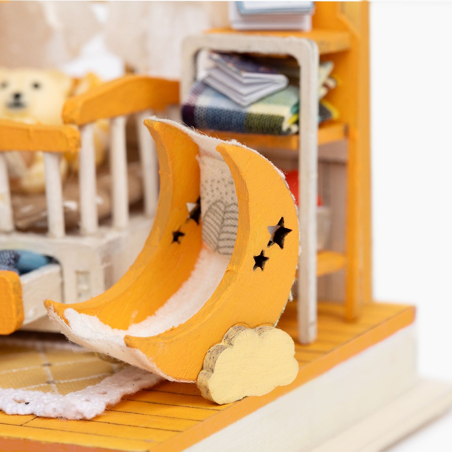 DIY Miniature House Kit | Baby Nursery Replica Mini Dollhouse Kit w/Instructions, Nursery Accessories, & LED Lights | DIY Miniature Kit Assembled Size 3.5"x3.5"x4.25" | Mini House Making Kit