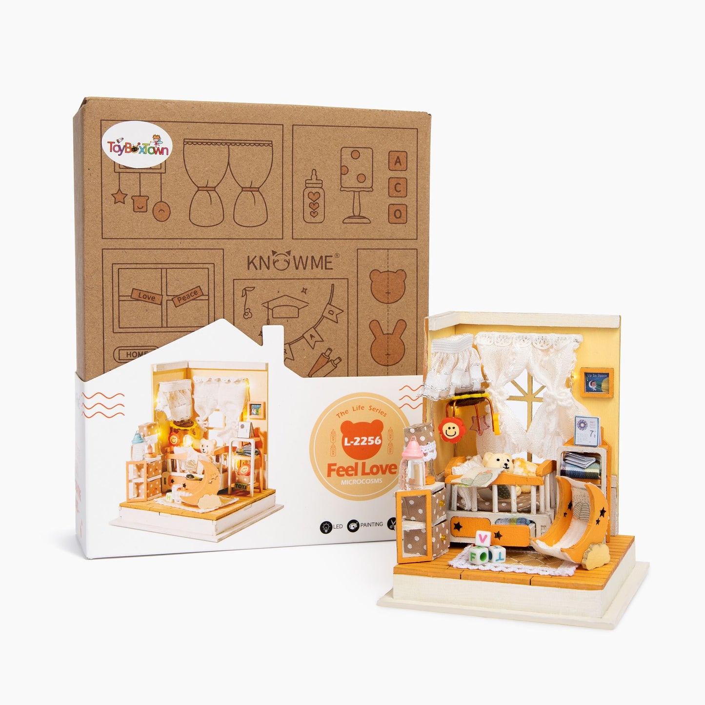 DIY Miniature House Kit | Baby Nursery Replica Mini Dollhouse Kit w/Instructions, Nursery Accessories, & LED Lights | DIY Miniature Kit Assembled Size 3.5"x3.5"x4.25" | Mini House Making Kit