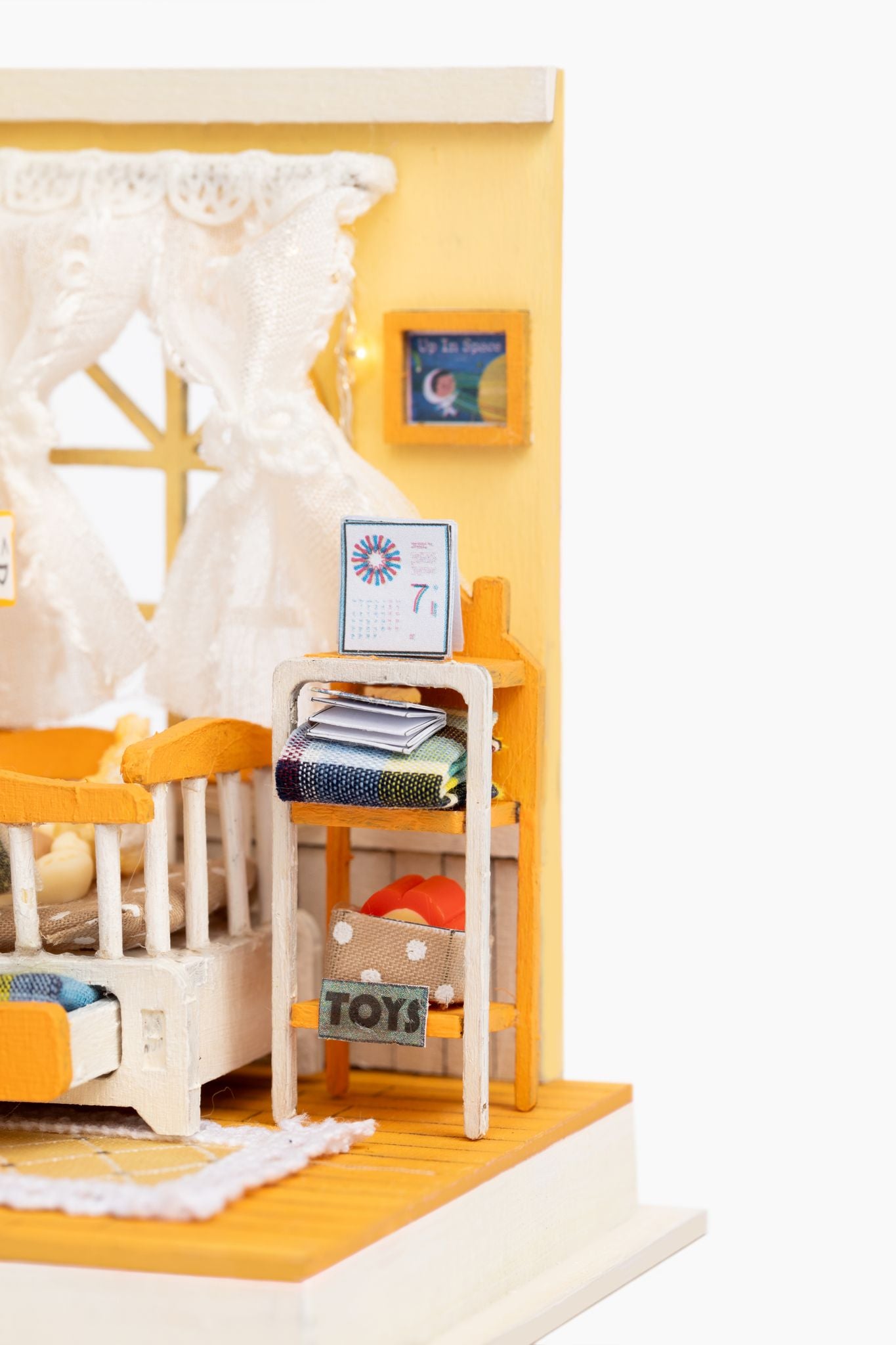 DIY Miniature House Kit | Baby Nursery Replica Mini Dollhouse Kit w/Instructions, Nursery Accessories, & LED Lights | DIY Miniature Kit Assembled Size 3.5"x3.5"x4.25" | Mini House Making Kit