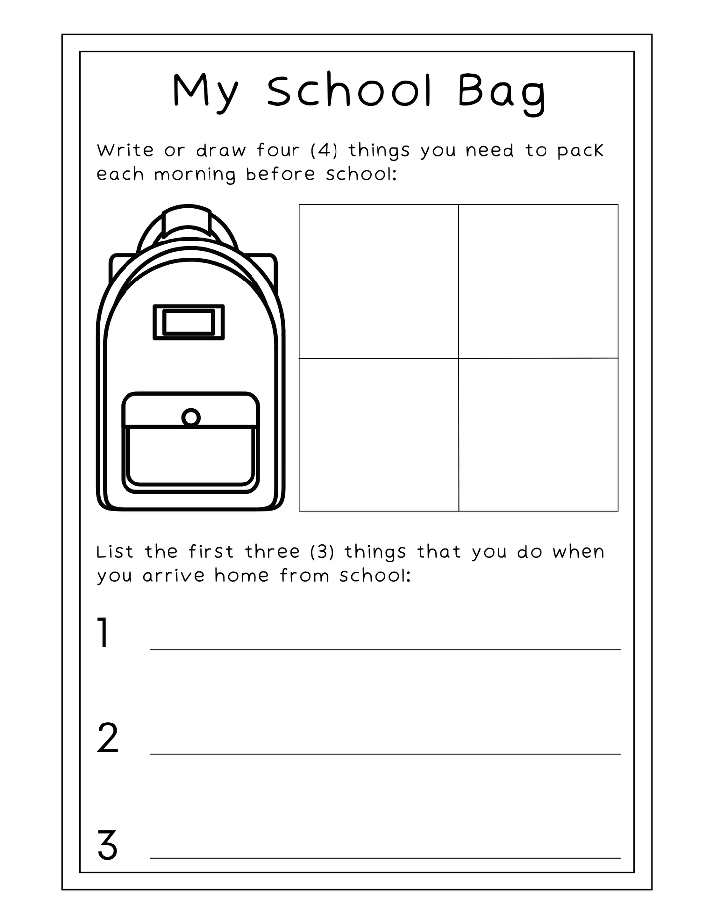 Back to School Activity Pages