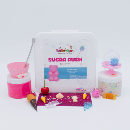 Sugar Rush Sensory Kit, Sensory Play, Cognitive Development and Fine Motor Skills, Tactile Activities for On The Go, Sensory Toys for Preschoolers and Kids Ages 4, 5, 6, 7, 8