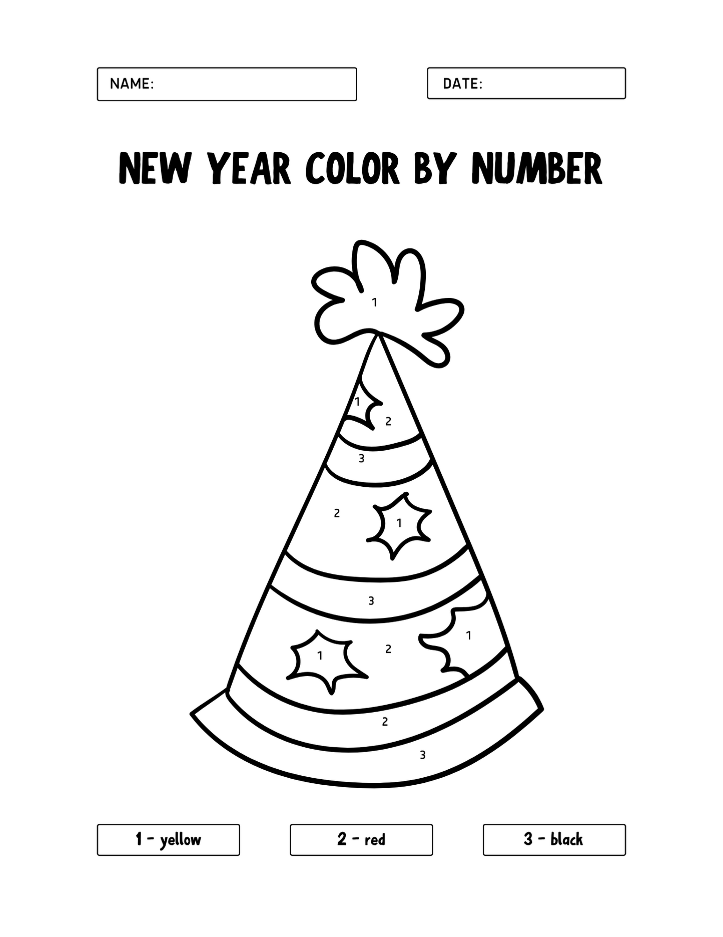 2025 Happy New Year Coloring Pages for Kids: Perfect for Holiday Fun, Printable PDF, Instant Download