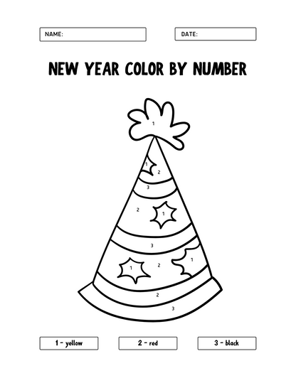 2025 Happy New Year Coloring Pages for Kids: Perfect for Holiday Fun, Printable PDF, Instant Download