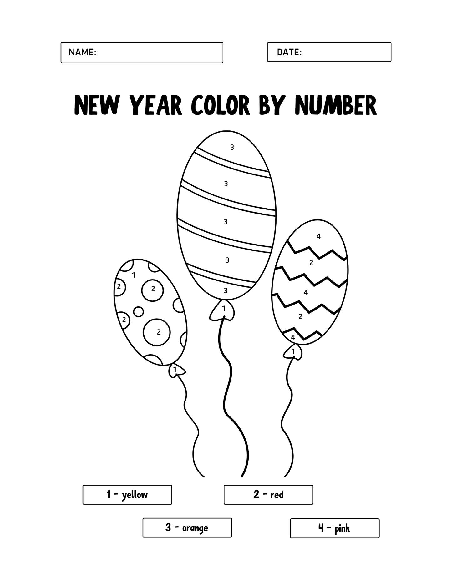 2025 Happy New Year Coloring Pages for Kids: Perfect for Holiday Fun, Printable PDF, Instant Download