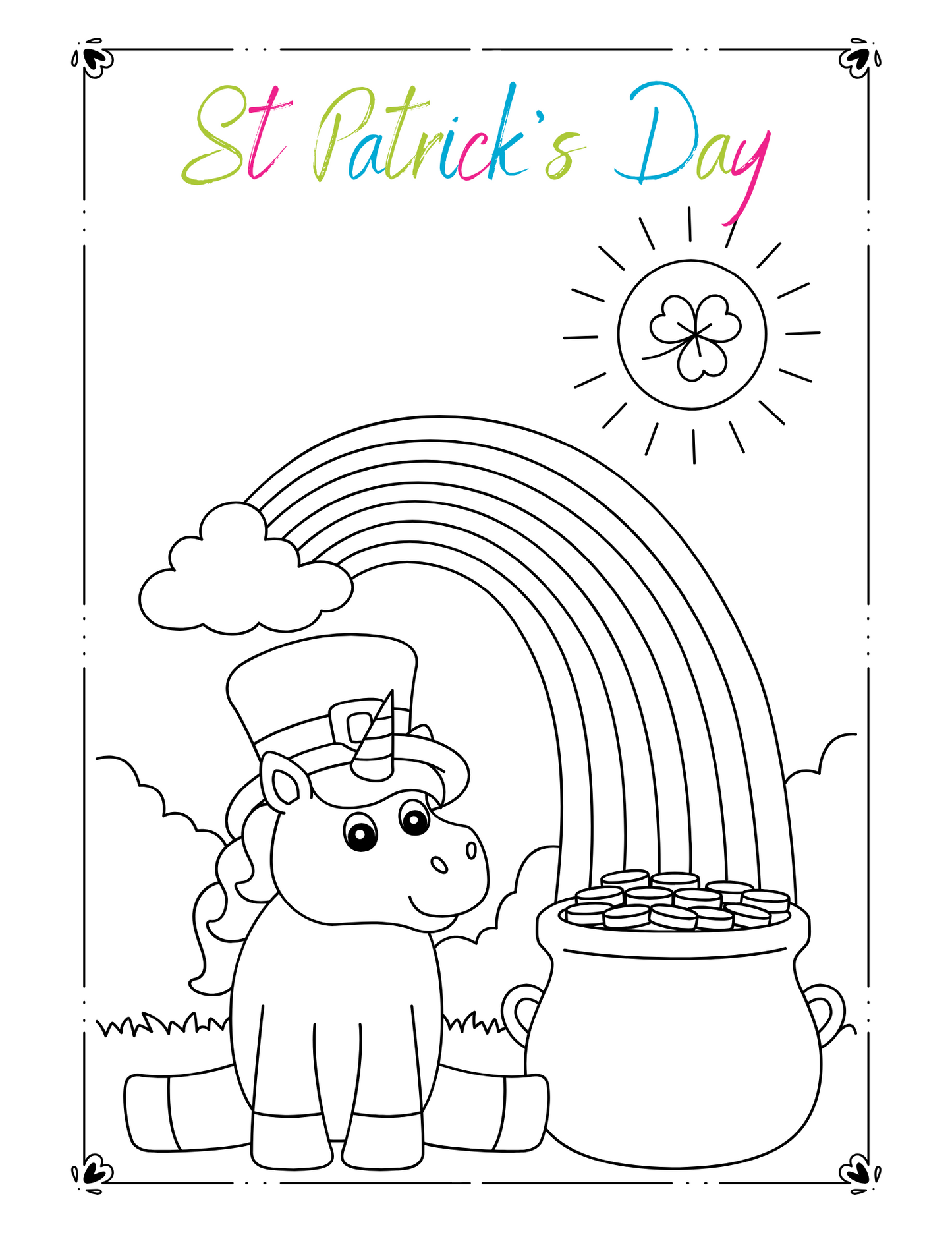 St Patrick's Day Coloring Pages Digital Download