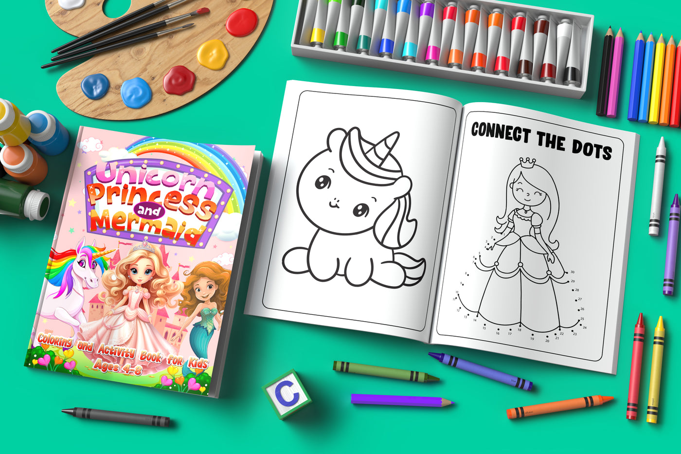 Unicorn Coloring Book For Kids Ages 4-8: Rainbow, Mermaid Coloring