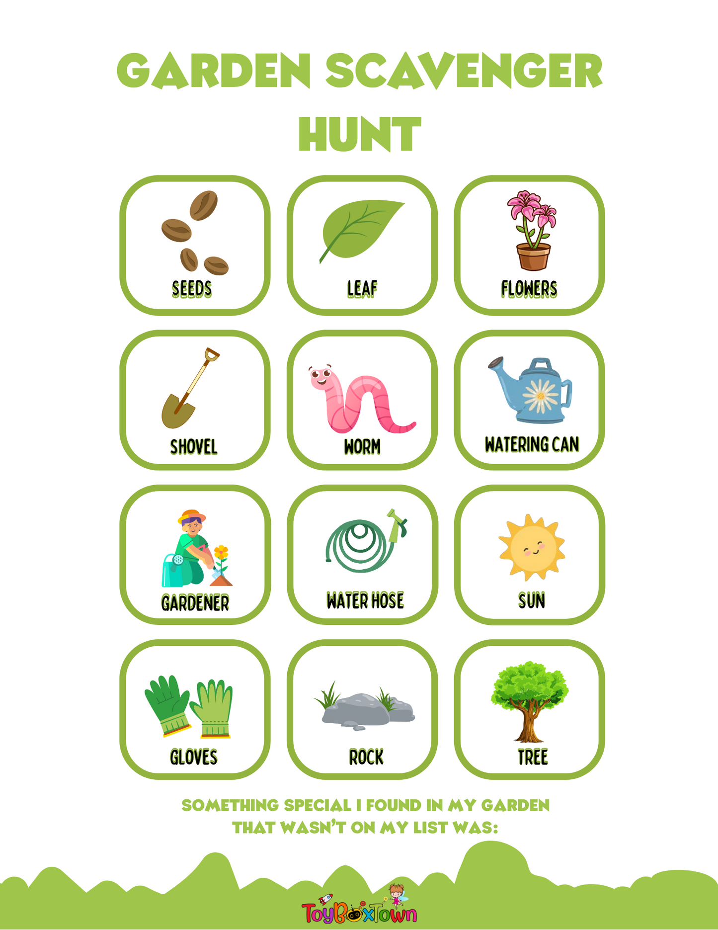 Garden Scavenger Hunt Activity for Kids Digital Download