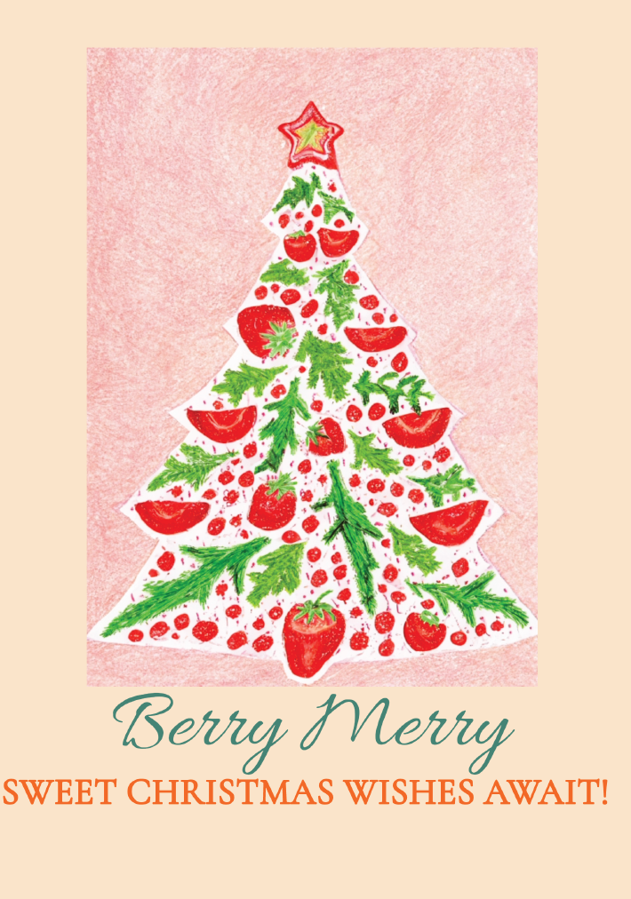 Berry Merry Sweet Christmas Wishes Await- Downloadable Card