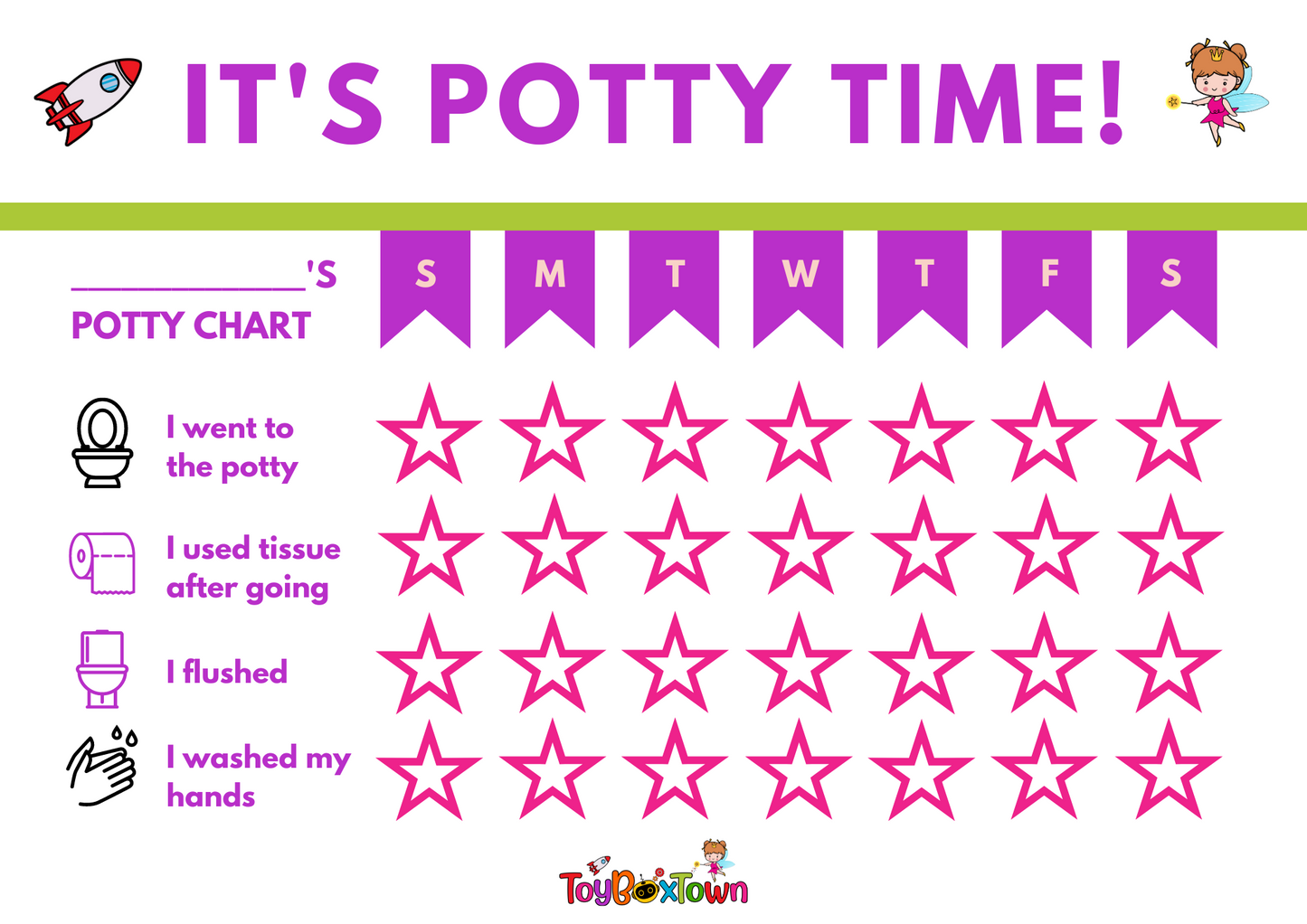 Potty Training Chart, Potty Chart For Girls And Boys, Potty Training Sticker Chart, Printable