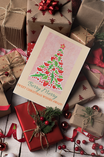 Berry Merry Sweet Christmas Wishes Await- Downloadable Card